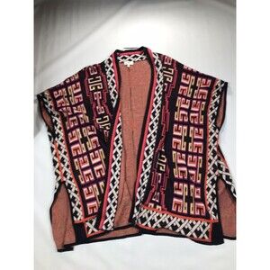 Crown Ivy Sweater Women One Size Multicolor Kimono Style Open Cardigan Cape OSFM